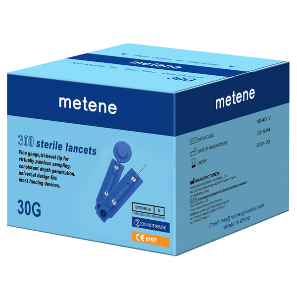 Metene Blood Lancets, 300 Count 30G Diabetic Lancets, Disposable Twist Top Lancets for Lancing Devices, Sterile